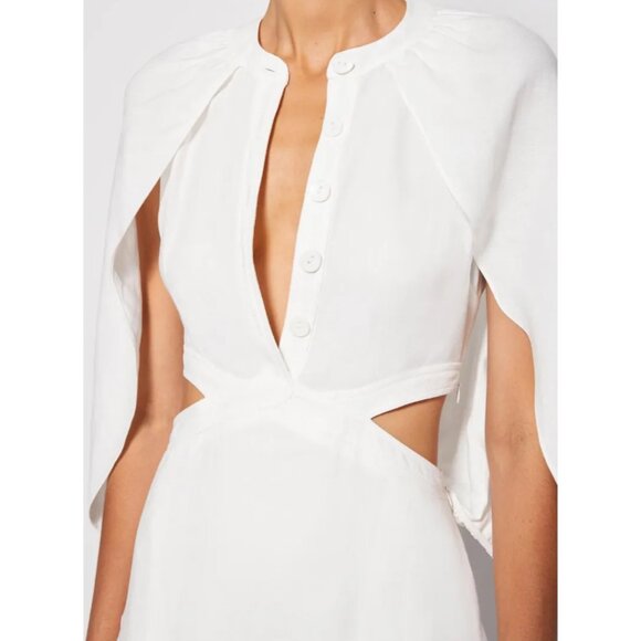 SIMKHAI | Inara Linen Midi Dress In White - Picture 3 of 16
